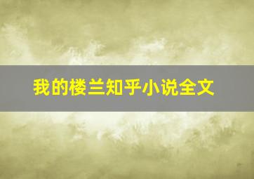 我的楼兰知乎小说全文