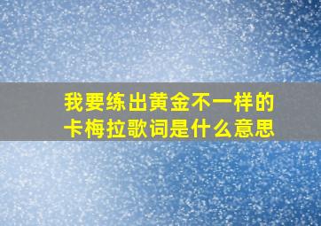 我要练出黄金不一样的卡梅拉歌词是什么意思