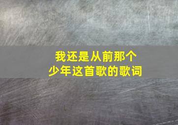 我还是从前那个少年这首歌的歌词