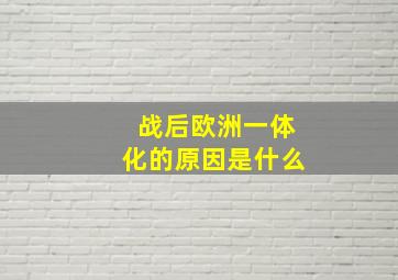 战后欧洲一体化的原因是什么