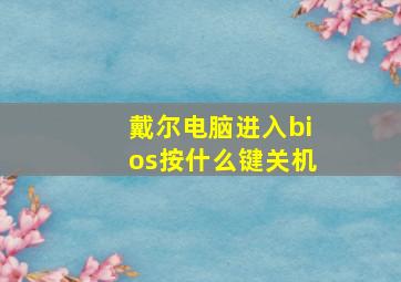 戴尔电脑进入bios按什么键关机