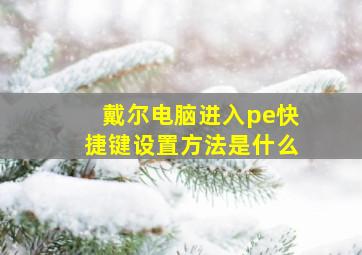 戴尔电脑进入pe快捷键设置方法是什么