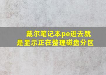 戴尔笔记本pe进去就是显示正在整理磁盘分区