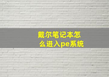 戴尔笔记本怎么进入pe系统