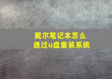 戴尔笔记本怎么通过u盘重装系统