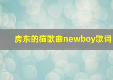 房东的猫歌曲newboy歌词