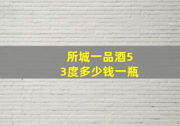 所城一品酒53度多少钱一瓶