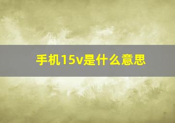 手机15v是什么意思