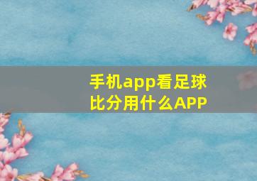 手机app看足球比分用什么APP