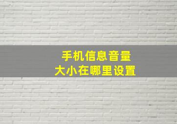 手机信息音量大小在哪里设置