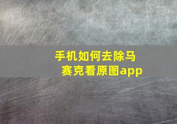 手机如何去除马赛克看原图app