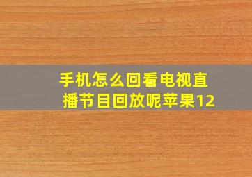 手机怎么回看电视直播节目回放呢苹果12