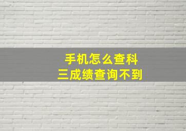 手机怎么查科三成绩查询不到