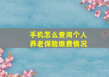 手机怎么查询个人养老保险缴费情况