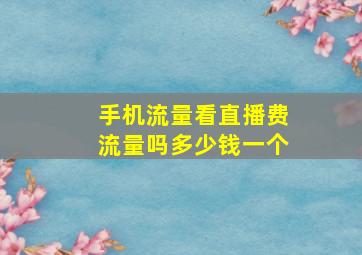 手机流量看直播费流量吗多少钱一个