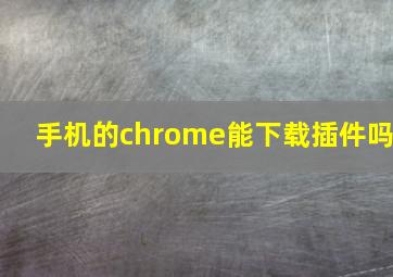 手机的chrome能下载插件吗