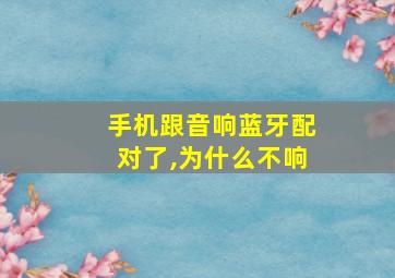 手机跟音响蓝牙配对了,为什么不响