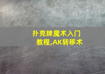 扑克牌魔术入门教程,AK转移术