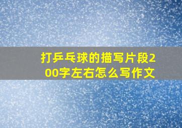 打乒乓球的描写片段200字左右怎么写作文