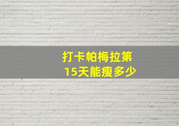 打卡帕梅拉第15天能瘦多少