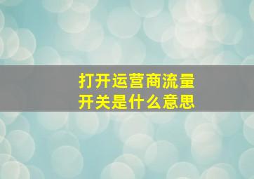 打开运营商流量开关是什么意思