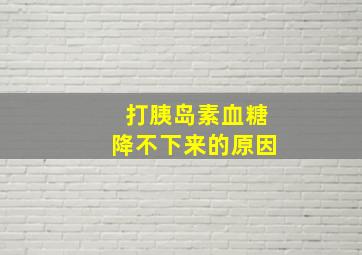 打胰岛素血糖降不下来的原因