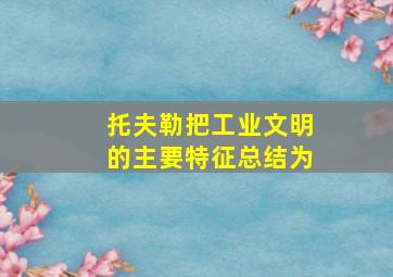 托夫勒把工业文明的主要特征总结为