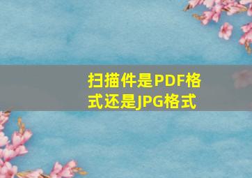 扫描件是PDF格式还是JPG格式