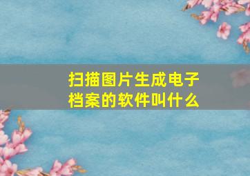 扫描图片生成电子档案的软件叫什么