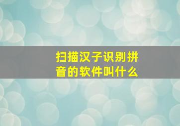 扫描汉子识别拼音的软件叫什么