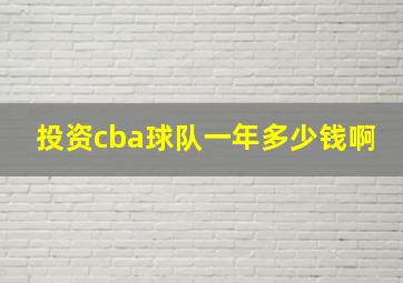 投资cba球队一年多少钱啊