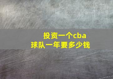 投资一个cba球队一年要多少钱