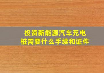 投资新能源汽车充电桩需要什么手续和证件