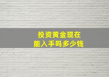 投资黄金现在能入手吗多少钱