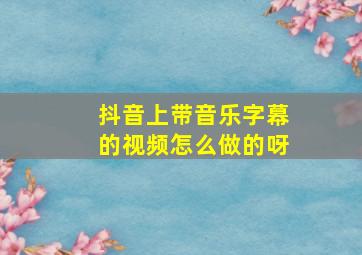 抖音上带音乐字幕的视频怎么做的呀