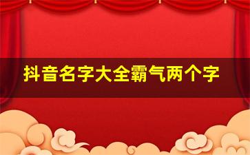 抖音名字大全霸气两个字