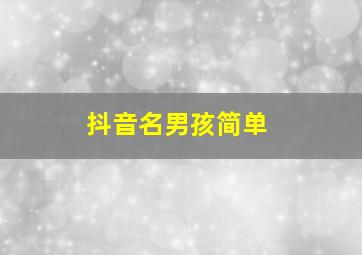 抖音名男孩简单