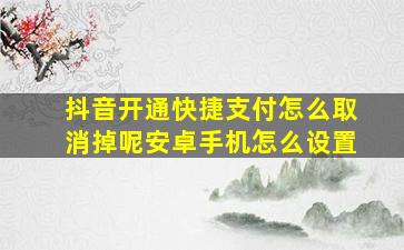 抖音开通快捷支付怎么取消掉呢安卓手机怎么设置