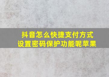 抖音怎么快捷支付方式设置密码保护功能呢苹果