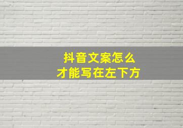 抖音文案怎么才能写在左下方