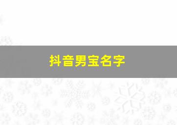 抖音男宝名字