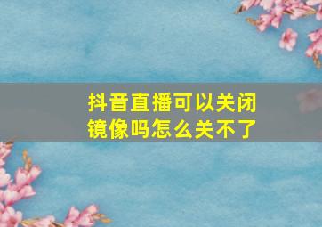 抖音直播可以关闭镜像吗怎么关不了