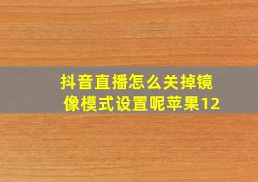 抖音直播怎么关掉镜像模式设置呢苹果12