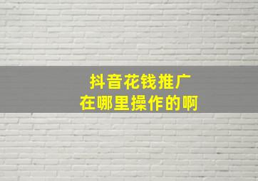 抖音花钱推广在哪里操作的啊