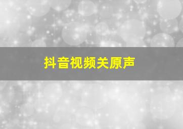 抖音视频关原声