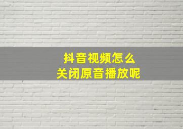 抖音视频怎么关闭原音播放呢