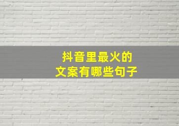 抖音里最火的文案有哪些句子