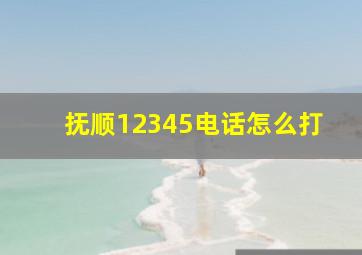 抚顺12345电话怎么打