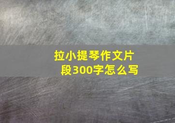 拉小提琴作文片段300字怎么写