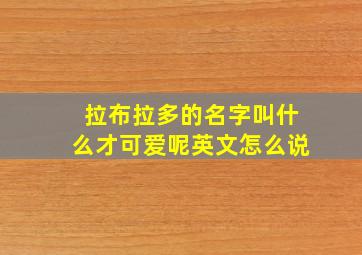 拉布拉多的名字叫什么才可爱呢英文怎么说